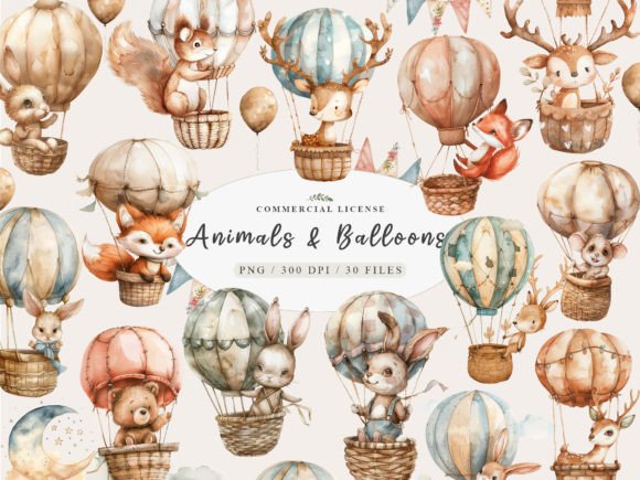 Download Animals with Balloons, Neutral Baby Png - Png Collection