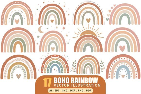 Download Boho Rainbow Illustration Vector Pack - Boho Collection