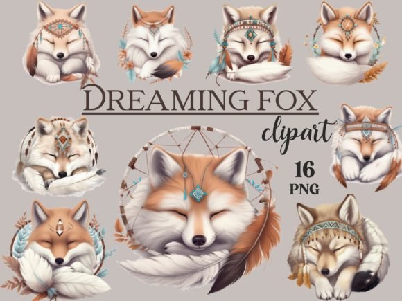 Download Cute Dreaming Fox Boho Clipart - Boho Collection