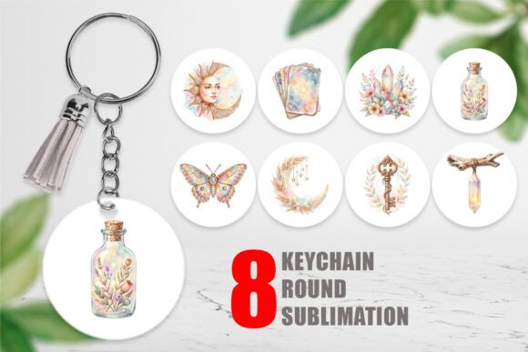 Download Watercolor Boho Celestial Keychain PNG - Boho Collection