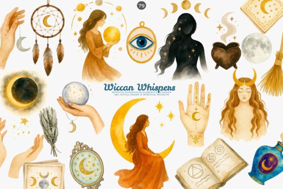 Download Wiccan Clipart Mystical Elements Set - Elements Collection