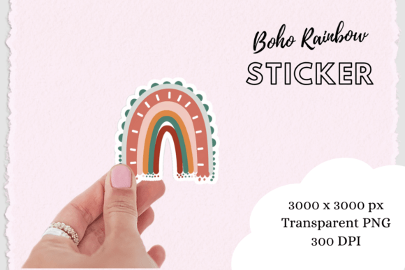 Download Boho Chic Rainbow Sticker Png - Boho Collection