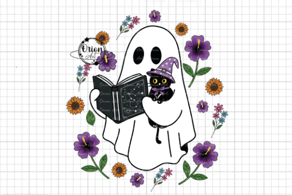 Download Cute Witch Ghost with Black Cat PNG - Png Collection