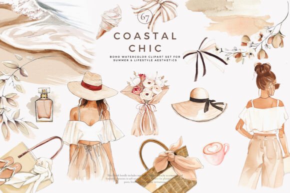 Download Boho Clipart Summer Fashion Coastal Set - Boho Collection