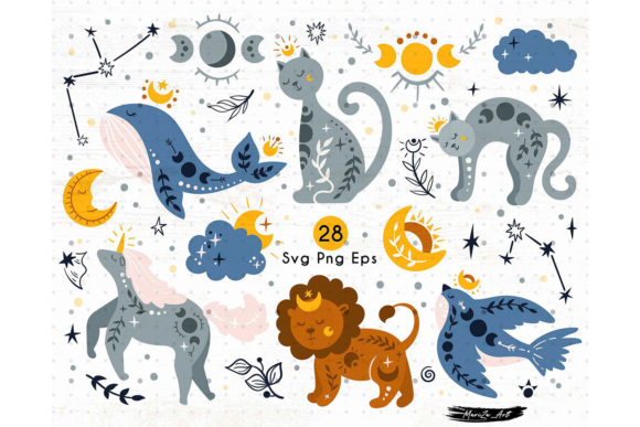 Download Cute Celestial Boho Animals SVG Bundle - Boho Collection