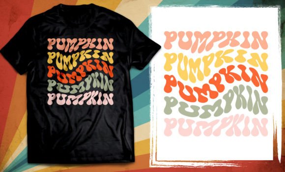 Download Pumpkin Vintage Color Word Warp Tshirt - Premium Resources