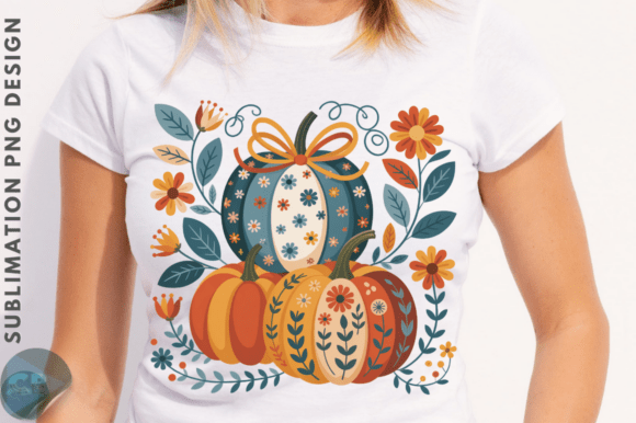 Download Folk Art Pumpkin PNG, Fall Floral Pumpki - Png Collection