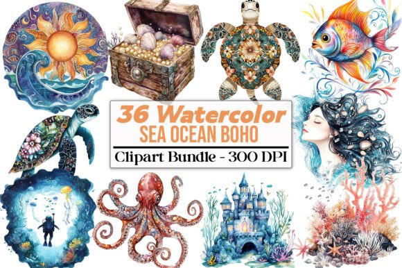 Download Sea Ocean Boho Clipart - Boho Collection
