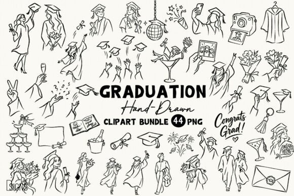 Download Graduation Hand-Drawn Clipart Bundle PNG - Png Collection