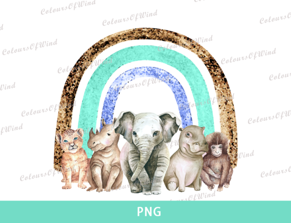 Download Animals and Blue Rainbow Sublimation PNG - Png Collection