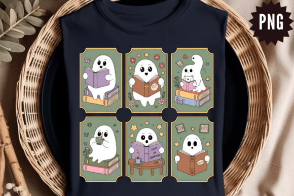 Download Cute Ghost Book Lover PNG Design - Png Collection