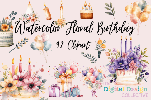 Download Watercolor Floral Boho Birthday Bundle - Boho Collection