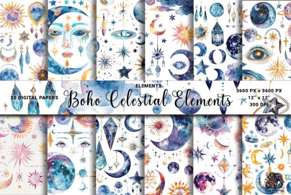 Download Boho Celestial Elements White Background - Boho Collection
