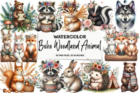 Download Boho Woodland Animal Clipart - Boho Collection