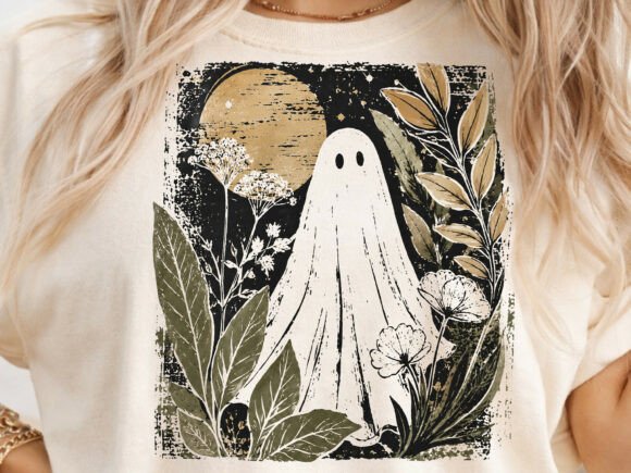Download Vintage Ghost Floral PNG, Boho Ghost Png - Boho Collection