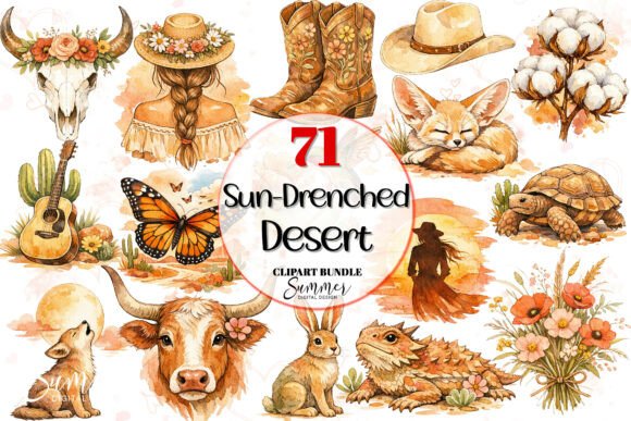 Download Sun-Drenched Desert Western Boho Clipart - Boho Collection