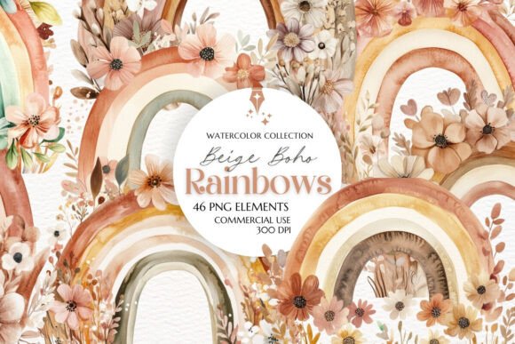 Download Boho Beige Rainbow Clipart PNG - Boho Collection