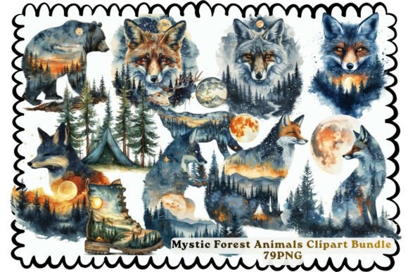 Download Mystic Forest Animals Clipart Bundle PNG - Png Collection