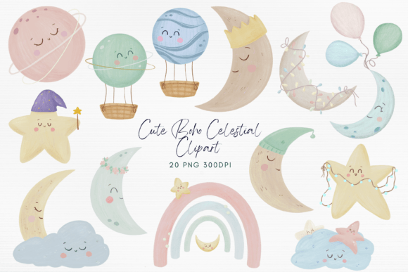 Download Cute Boho Celestial PNG Bundle - Boho Collection