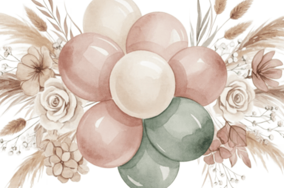 Download Boho Watercolor Balloon Floral Arrangeme - Boho Collection