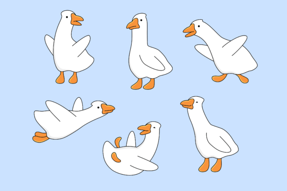 Download Goose, Geese Set of Illustrations - Illustrations Collection
