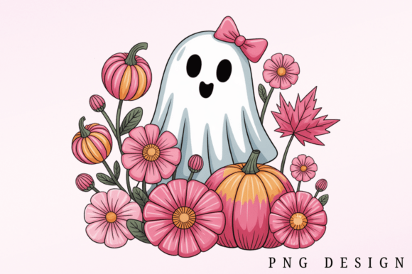 Download Boho Halloween Floral Pink Ghost PNG - Boho Collection