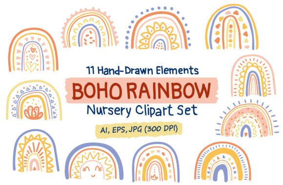 Download Boho Rainbow Clipart Baby Nursery Decor - Boho Collection