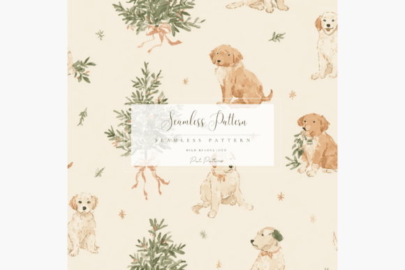 Download Cute Puppy Christmas Seamless Pattern PNG - Png Collection