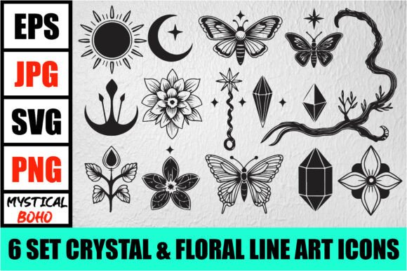 Download Mystic Boho Celestial Line Art Pack - Boho Collection
