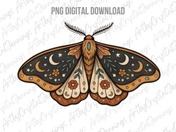 Download Mystic Boho Celestial Moth PNG - Boho Collection