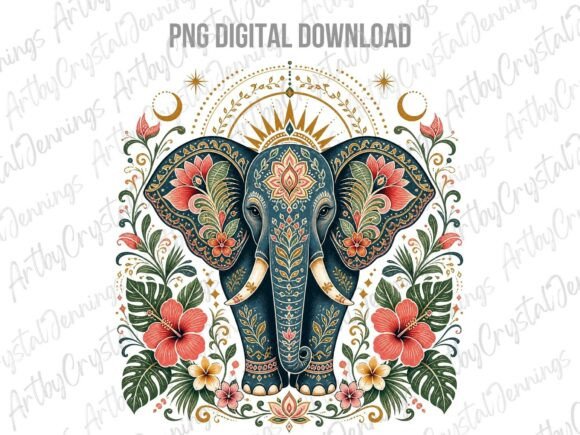 Download Floral Bohemian Floral Elephant PNG - Png Collection