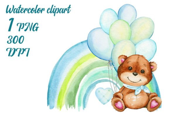 Download Teddy Bear Blue Balloons Rainbow   PNG - Png Collection