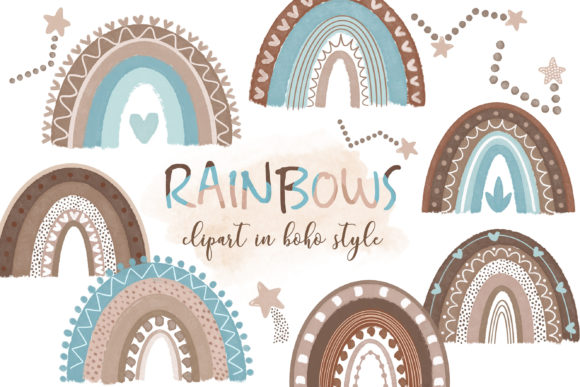 Download Boho Rainbow Clipart, Baby Blue - Boho Collection